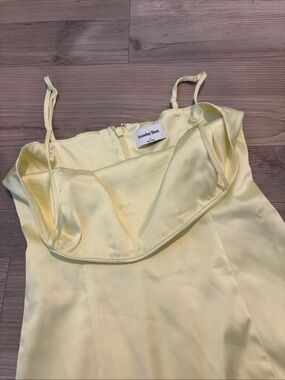 Aritzia Sunday Best Lemon Satin Cowl Neck Slip Dress